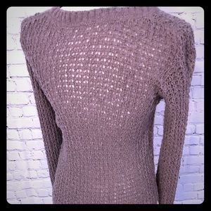 Lilac Sweater with Lace Accent